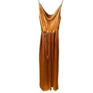 Bec + Bridge Satin Cowl Neck Bronze Dress Size 8 Glam